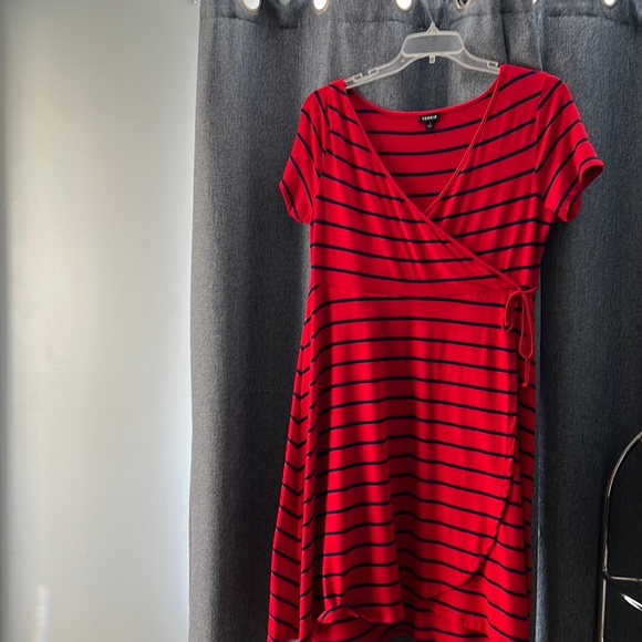 torrid womens knee kength red & blue stripped a line dress - Picture 2 of 4